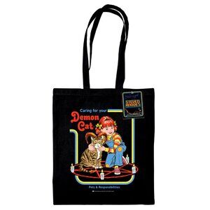 Steven Rhodes Demon Cat Black Tote Bag 100% Cotton